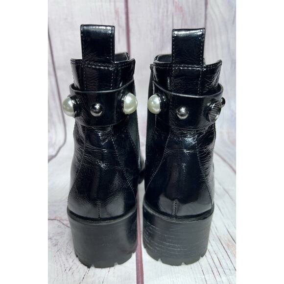 Karl Lagerfeld Paris Women's Pola Studded Lug Sole Ankle Boot Black Size 8.5 - Picture 4 of 11